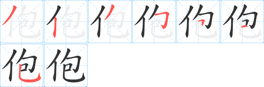 佨字的笔顺笔画分步演示