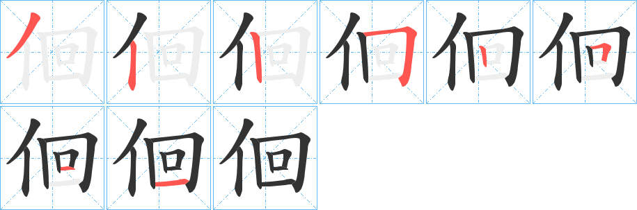 佪字的笔顺笔画分步演示