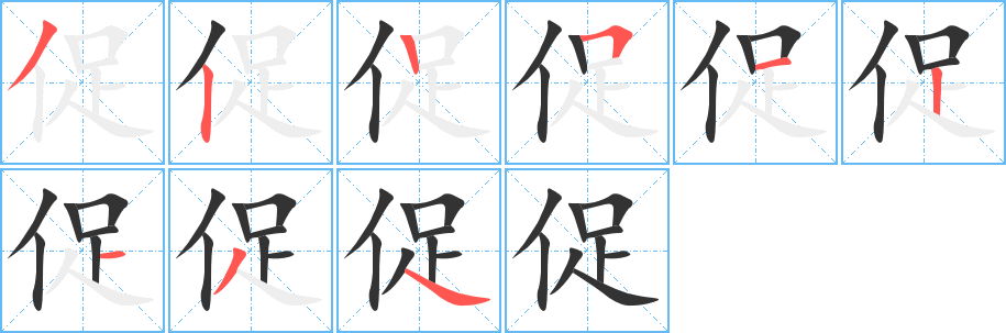 促字的笔顺笔画分步演示