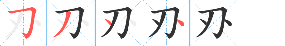 刅字的笔顺笔画分步演示