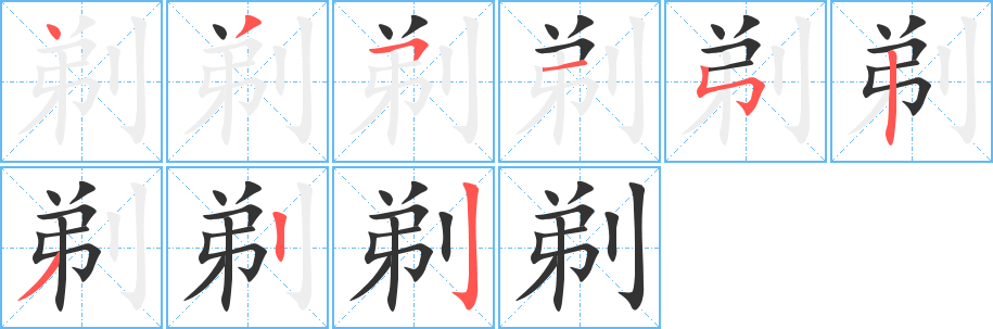 剃字的笔顺笔画分步演示