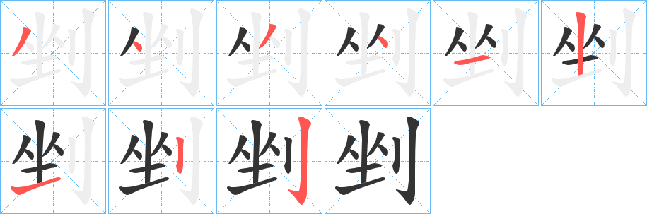 剉字的笔顺笔画分步演示