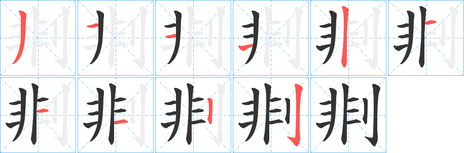 剕字的笔顺笔画分步演示