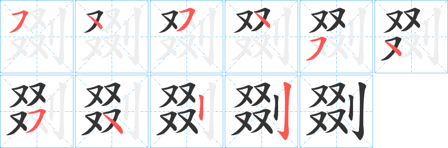 剟字的笔顺笔画分步演示