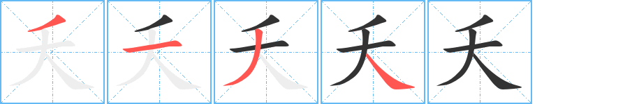 夭字的笔顺笔画分步演示