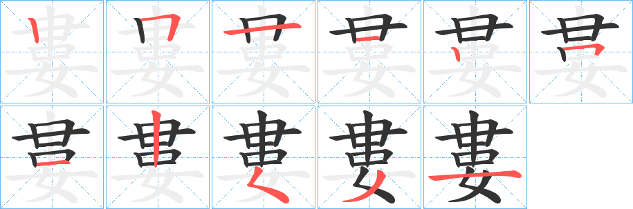 婁字的笔顺笔画分步演示