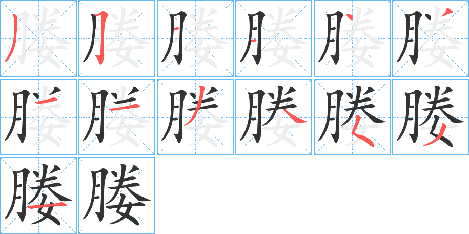媵字的笔顺笔画分步演示