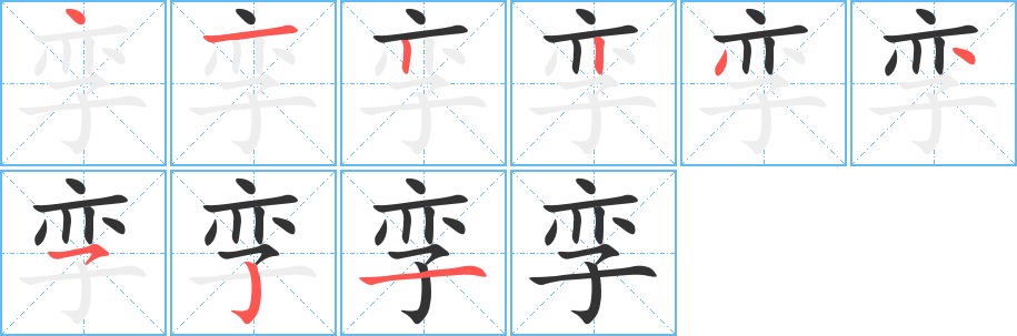 孪字的笔顺笔画分步演示