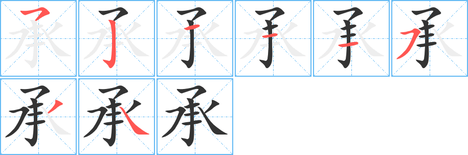 承字的笔顺笔画分步演示