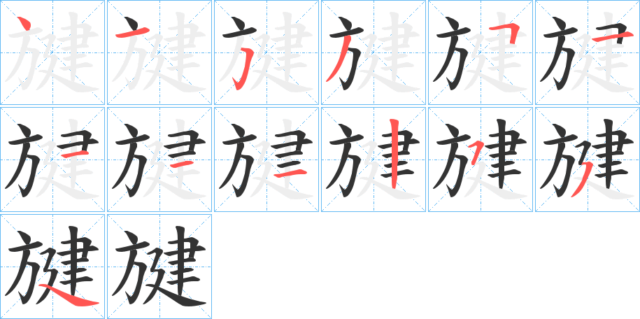旔字的笔顺笔画分步演示