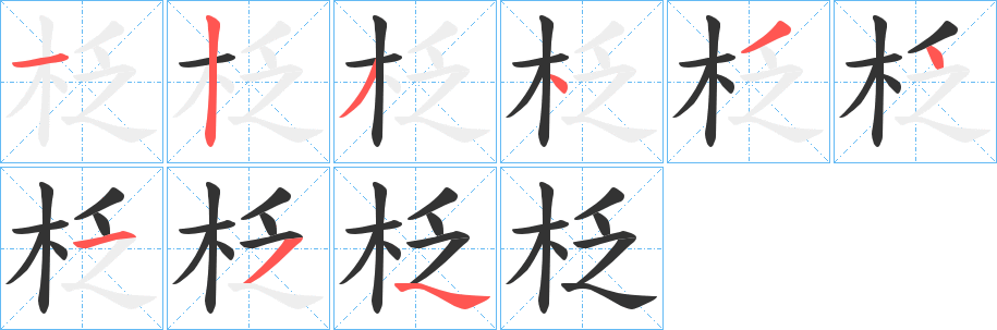 柉字的笔顺笔画分步演示