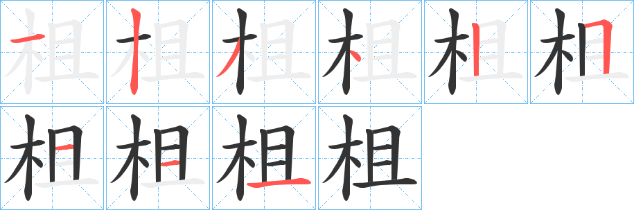 柤字的笔顺笔画分步演示