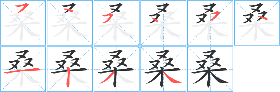 桑字的笔顺笔画分步演示