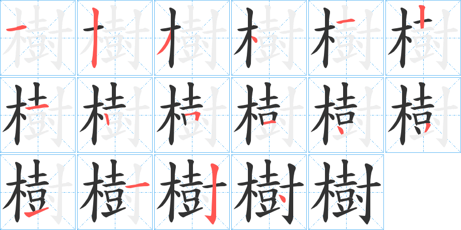 樹字的笔顺笔画分步演示