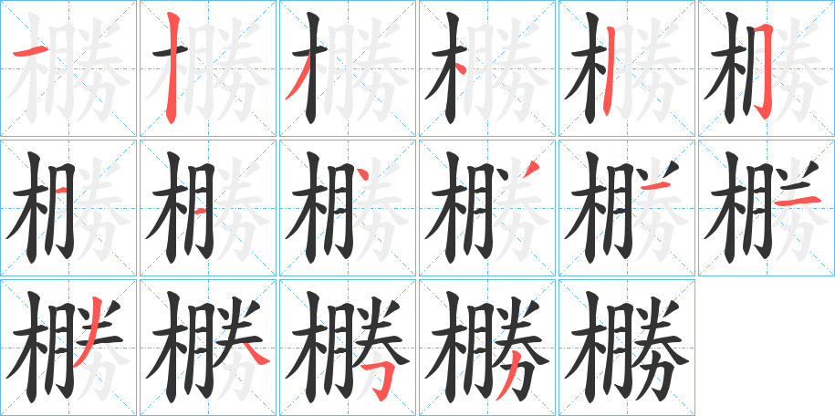 橳字的笔顺笔画分步演示