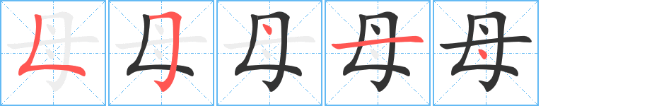 母字的笔顺笔画分步演示