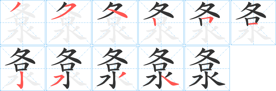 洜字的笔顺笔画分步演示