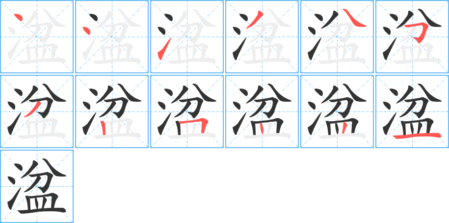 湓字的笔顺笔画分步演示