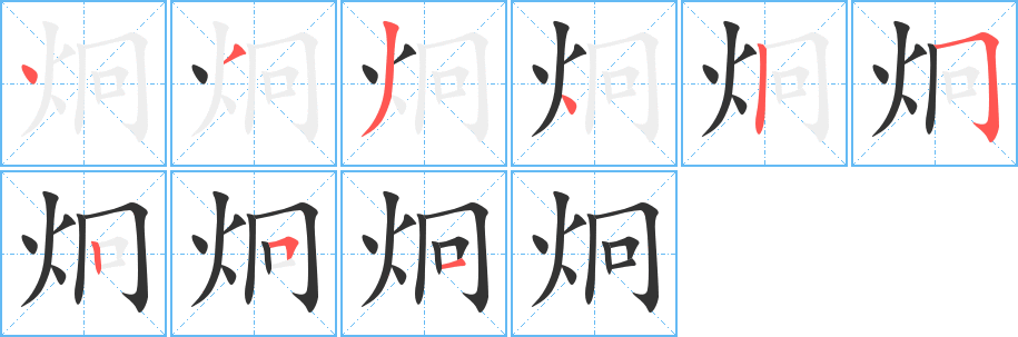 炯字的笔顺笔画分步演示