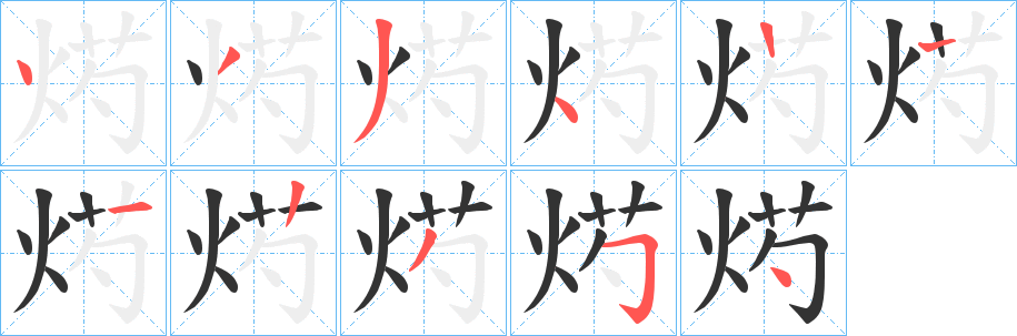烵字的笔顺笔画分步演示