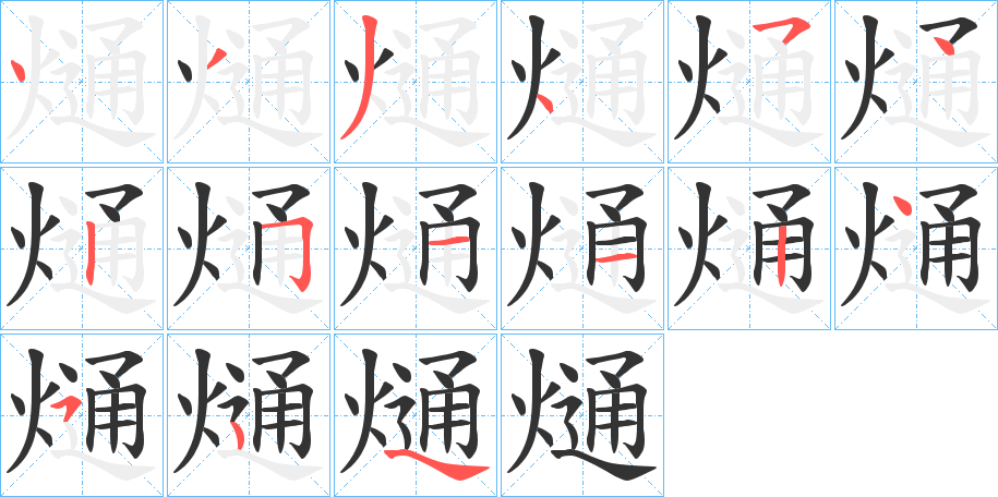 熥字的笔顺笔画分步演示