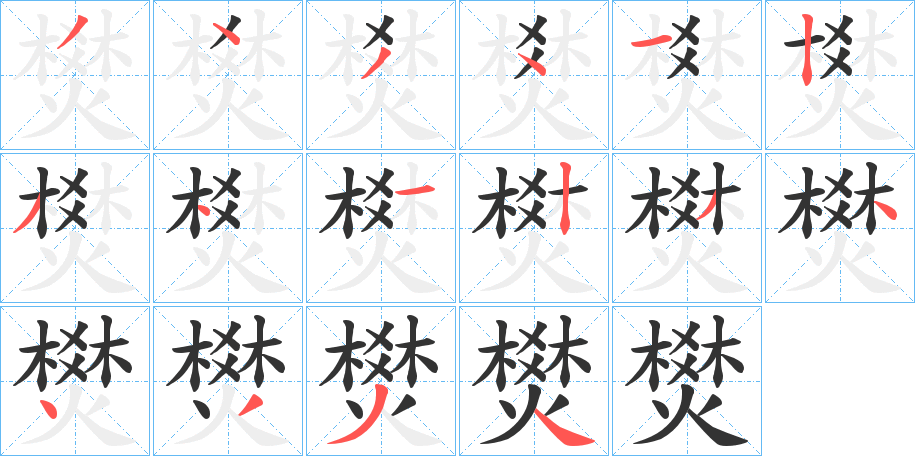 燓字的笔顺笔画分步演示