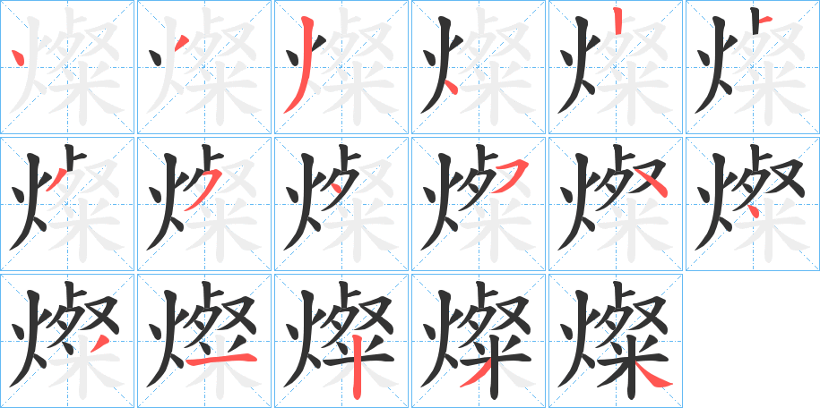 燦字的笔顺笔画分步演示
