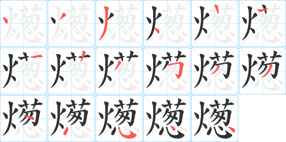 燪字的笔顺笔画分步演示