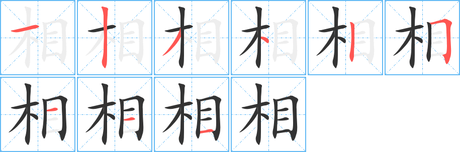 相字的笔顺笔画分步演示