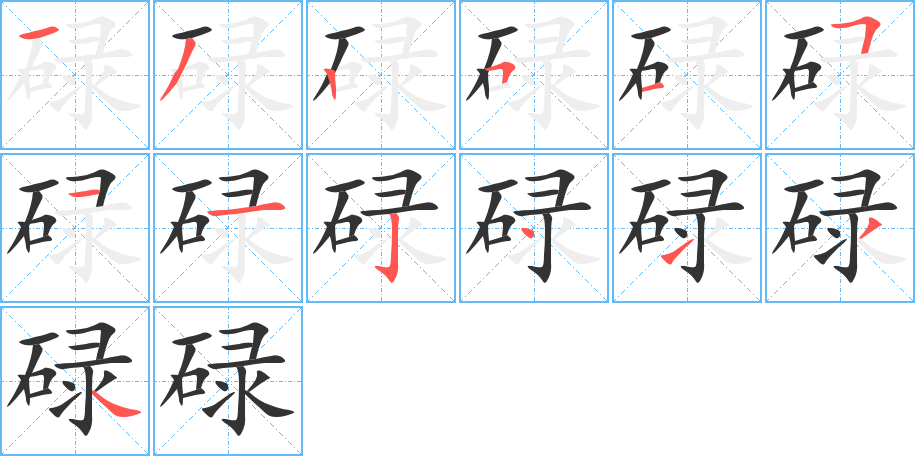 碌字的笔顺笔画分步演示