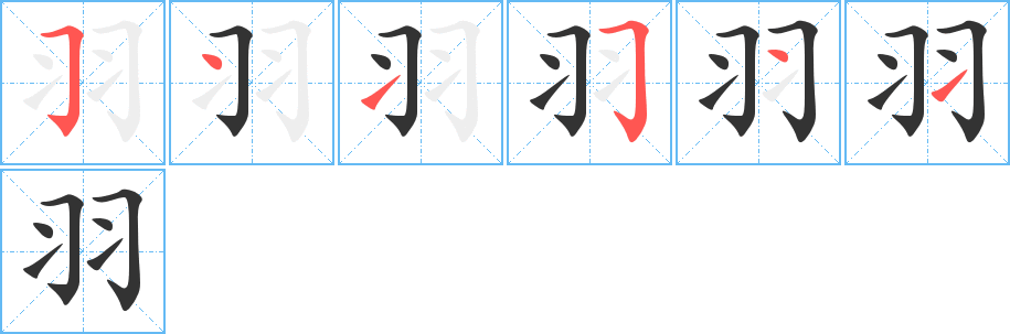 羽字的笔顺笔画分步演示