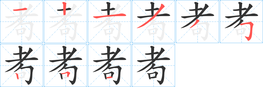 耇字的笔顺笔画分步演示