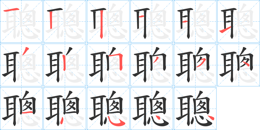 聰字的笔顺笔画分步演示
