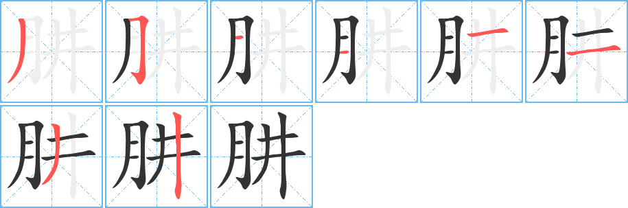 肼字的笔顺笔画分步演示