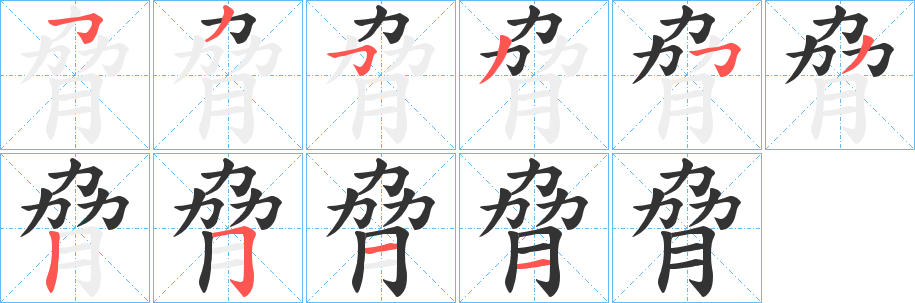 脅字的笔顺笔画分步演示