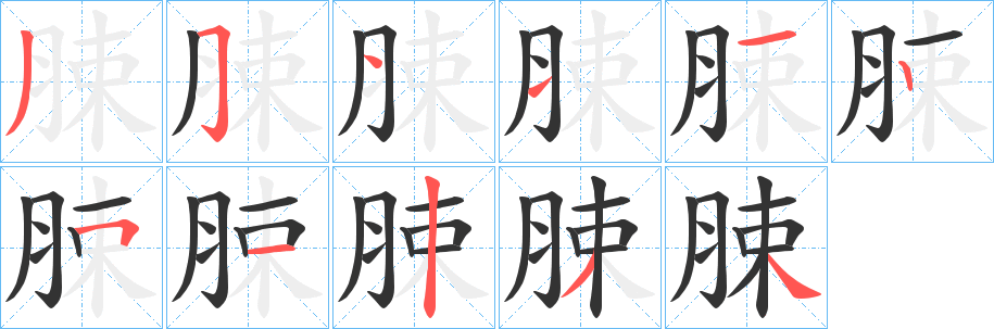 脨字的笔顺笔画分步演示