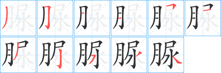 脲字的笔顺笔画分步演示