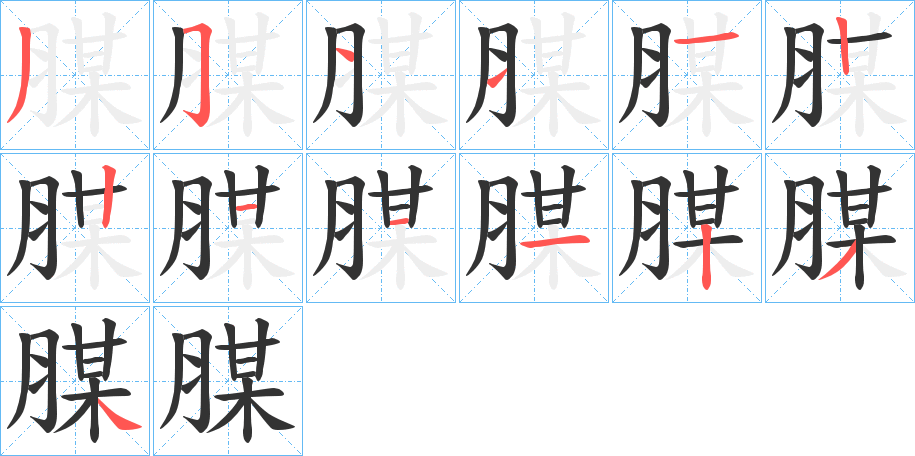 腜字的笔顺笔画分步演示
