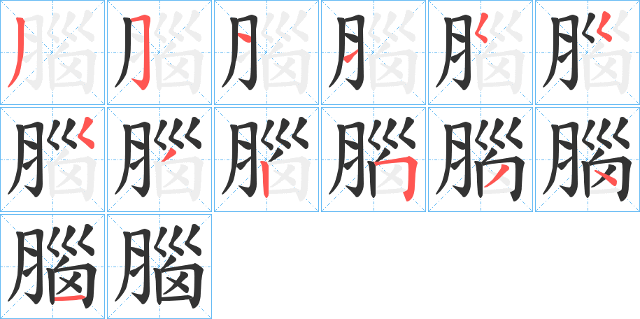 腦字的笔顺笔画分步演示