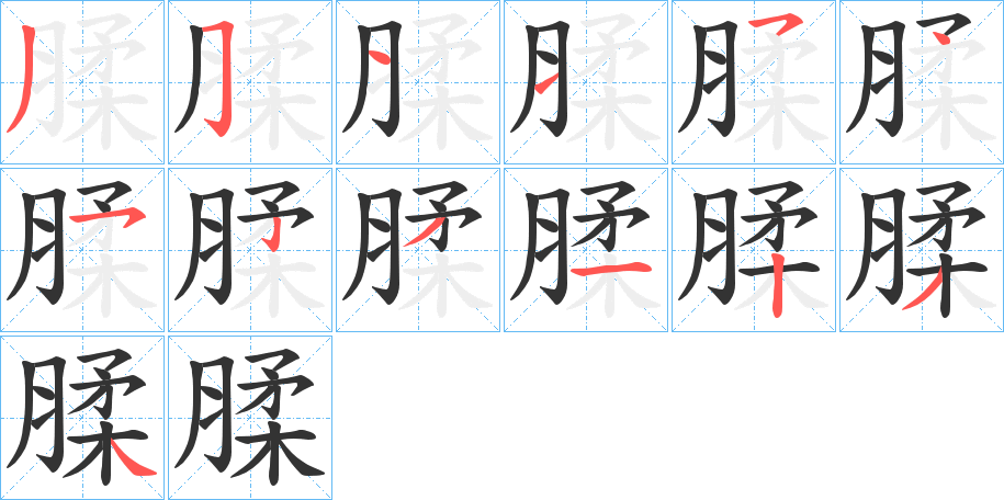 腬字的笔顺笔画分步演示