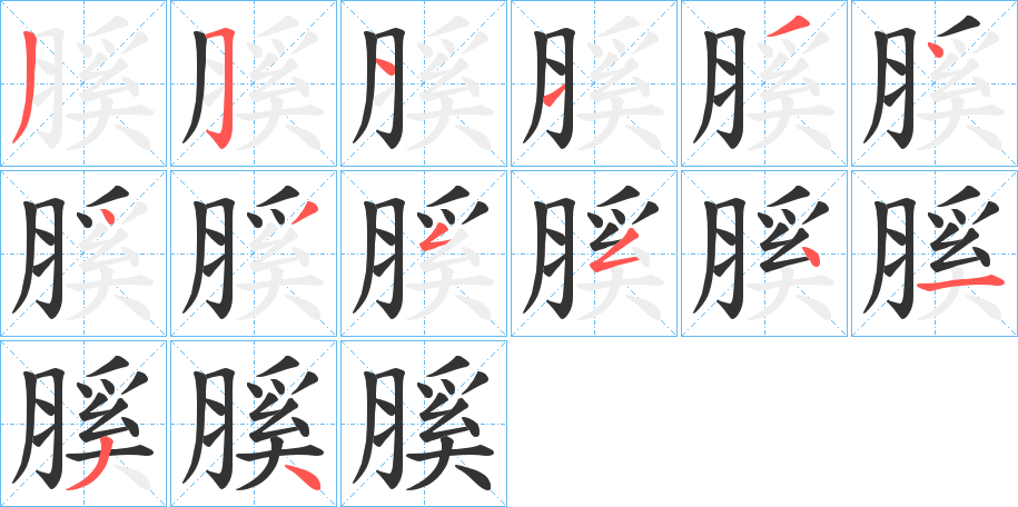 膎字的笔顺笔画分步演示