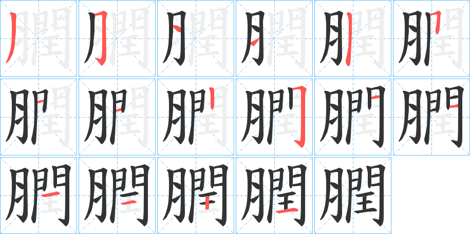 膶字的笔顺笔画分步演示