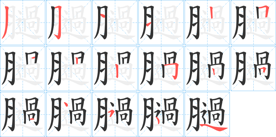 膼字的笔顺笔画分步演示