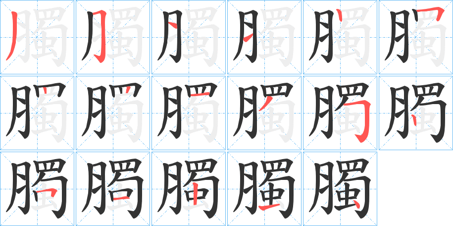 臅字的笔顺笔画分步演示