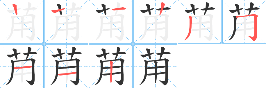 苚字的笔顺笔画分步演示
