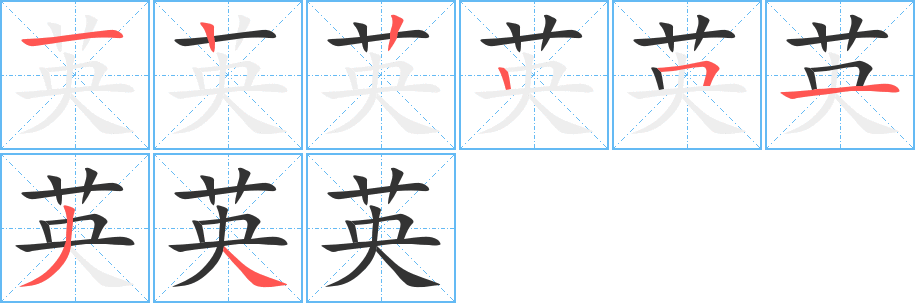 英字的笔顺笔画分步演示