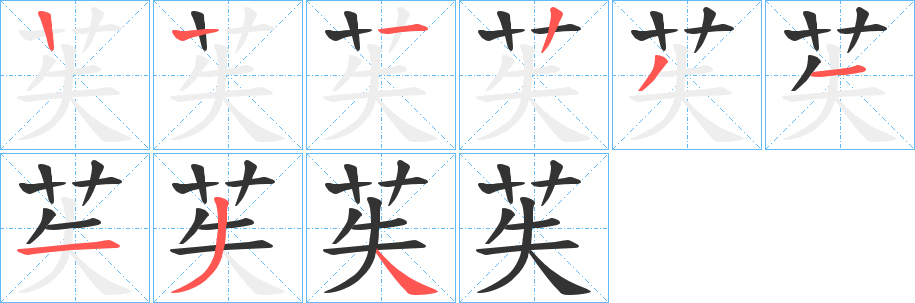 苵字的笔顺笔画分步演示