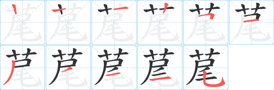 荱字的笔顺笔画分步演示