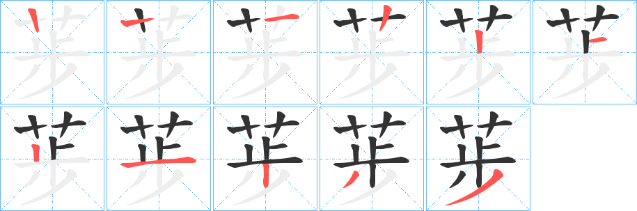 荹字的笔顺笔画分步演示