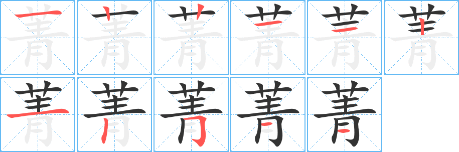 菁字的笔顺笔画分步演示